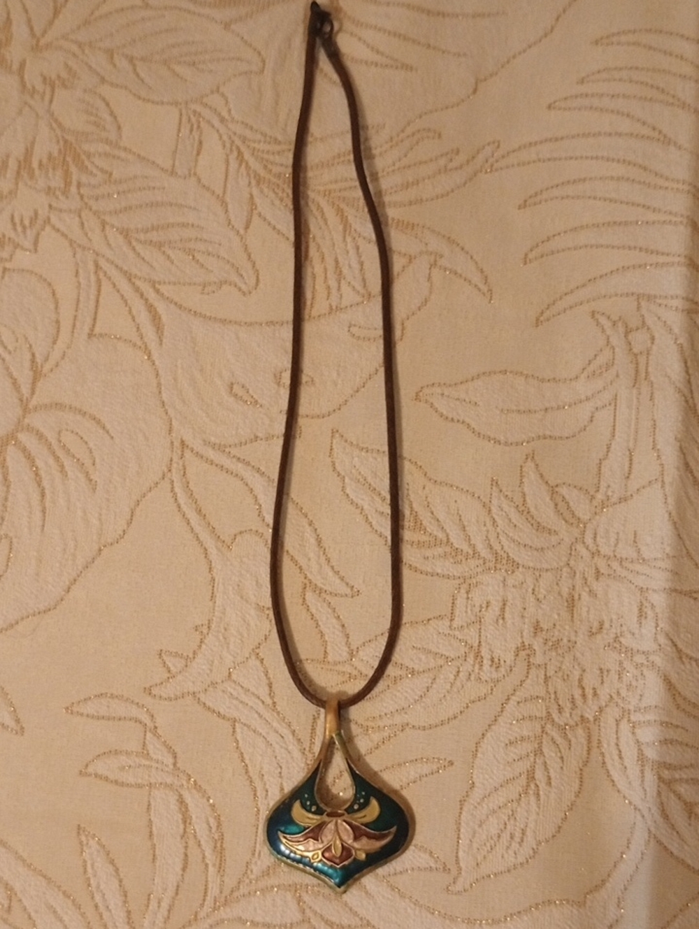 Green Enamel Floral Pendant Necklace - Women's Jewelry